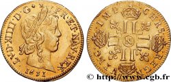 LOUIS XIV  THE SUN KING  Louis d’or aux huit L, portrait à la mèche longue 1651 Montpellier MBC+