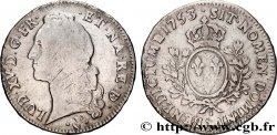 LOUIS XV DIT LE BIEN AIMÉ Écu aux branches d’olivier, tête ceinte d’un bandeau 1753 Pau