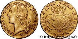 LOUIS XV DIT LE BIEN AIMÉ Louis d’or aux écus ovales, tête ceinte d’un bandeau 1747 Strasbourg TTB