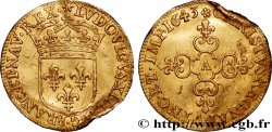 LOUIS XIII LE JUSTE Écu d or au soleil, à la croix anillée fleurdelisée 1643 Paris, Monnaie du Louvre
