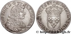 LOUIS XIV  THE SUN KING  Demi-écu, portrait à la cravate courte 1681 Paris
