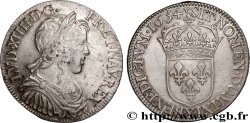 LOUIS XIV  THE SUN KING  Demi-écu, portrait à la mèche longue 1654 Bourges MBC/EBC