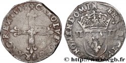 CHARLES X, CARDINAL DE BOURBON Quart d écu, croix de face 1593 Nantes