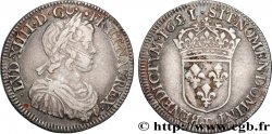 LOUIS XIV  THE SUN KING  Demi-écu, portrait à la mèche courte 1651 Lyon BC+/MBC