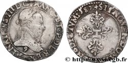 HENRI III Demi-franc au col plat 1587 Rennes