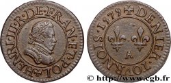HENRI III Denier tournois, 1er type de Paris 1579 Paris, Moulin des Étuves SUP