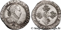 HENRI III Demi-franc au col gaufré 1587 Paris TTB