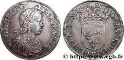 LOUIS XIV  THE SUN KING  Écu, portrait à la mèche longue 1648 Angers MBC+/EBC