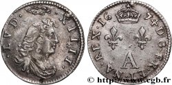 LOUIS XIV  THE SUN KING  Deux sols aux deux lis sous couronne 1674 Paris MBC+