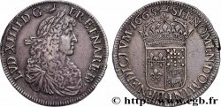 LOUIS XIV LE GRAND OU LE ROI SOLEIL Écu de Béarn, portrait apollinien 1665 Pau TTB+