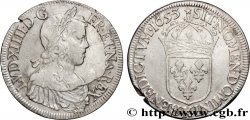 LOUIS XIV LE GRAND OU LE ROI SOLEIL Écu, portrait à la mèche longue 1653 Bordeaux TB+/TTB