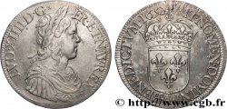 LOUIS XIV LE GRAND OU LE ROI SOLEIL Écu, portrait à la mèche longue 1652 Paris TTB/TTB+