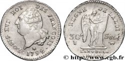 LOUIS XVI (MONARQUE CONSTITUTIONNEL)  30 sols dit  au génie , type FRANÇOIS 1792 Pau SUP