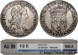 LOUIS XIII  Demi-écu, buste drapé (1er buste de Jean Warin) 1642 Paris, Monnaie de Matignon