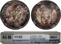 LOUIS XIII  Douzième d écu, buste drapé et cuirassé (2e buste de Jean Warin) 1643 Paris, Monnaie du Louvre