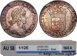 LOUIS XIII  Douzième d écu, buste drapé et cuirassé (2e buste de Jean Warin) 1643 Paris, Monnaie de Matignon