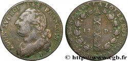 LOUIS XVI (MONARQUE CONSTITUTIONNEL)  12 deniers dit  au faisceau , type FRANCOIS 1791 Lyon