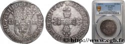 LOUIS XIII LE JUSTE Quart d écu, à la croix fleurdelisée, titulature côté écu 1643 Poitiers