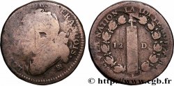 LOUIS XVI (MONARQUE CONSTITUTIONNEL)  12 deniers dit  au faisceau , type FRANCOIS 1792 Besançon