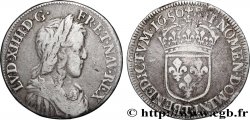 LOUIS XIV &nbsp;THE SUN KING&nbsp; Demi-écu, portrait à la mèche longue 1650 Nantes fSS