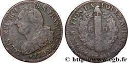 LOUIS XVI (MONARQUE CONSTITUTIONNEL)  6 deniers dit  au faisceau , type FRANÇAIS 1792 Strasbourg