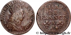 LOUIS XIV LE GRAND OU LE ROI SOLEIL Liard de cuivre, 2e type 1657 Corbeil