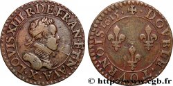 LOUIS XIII LE JUSTE Double tournois, type 2 1615 Amiens