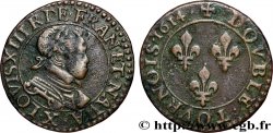 LOUIS XIII  Double tournois, type 1 1614 Amiens