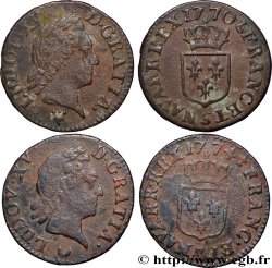 LOUIS XV  THE WELL-BELOVED  Liard dit “à la vieille tête”, lot de 2 ex. n.d. Ateliers divers