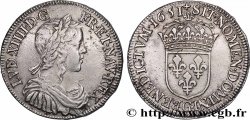 LOUIS XIV LE GRAND OU LE ROI SOLEIL Demi-écu, portrait à la mèche longue 1651 Poitiers