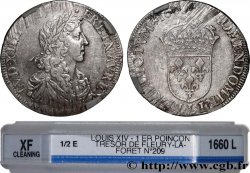 LOUIS XIV LE GRAND OU LE ROI SOLEIL Demi-écu, portrait à la mèche longue 1660 Bayonne