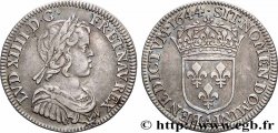 LOUIS XIV &nbsp;THE SUN KING&nbsp; Quart d&nbsp;écu, portrait à la mèche courte 1644 Paris, Monnaie du Louvre SS/fVZ