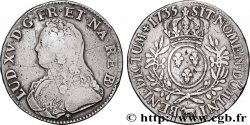 LOUIS XV &nbsp;THE WELL-BELOVED&nbsp; Écu aux branches d&nbsp;olivier, buste habillé 1735 Pau VF