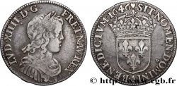 LOUIS XIV LE GRAND OU LE ROI SOLEIL Quart d&nbsp;écu, portait à la mèche longue 1646 Paris