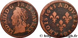 LOUIS XIII LE JUSTE Double tournois, type de Warin 1643 Corbeil