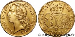 LOUIS XV DIT LE BIEN AIMÉ Louis d’or aux écus ovales, tête ceinte d’un bandeau 1748 Lille TTB