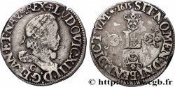 LOUIS XIII LE JUSTE Demi-franc au grand buste lauré et au col fraisé 1615 Saint-Lô TB+