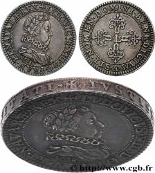 LOUIS XIII LE JUSTE Piéfort de masse quadruple du quart de franc de Nicolas Briot 1618 Paris TTB+/SUP
