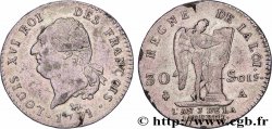 LOUIS XVI (MONARQUE CONSTITUTIONNEL)  30 sols dit &nbsp;au génie&nbsp;, type FRANÇOIS 1791 Paris