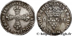 LOUIS XIV &nbsp;THE SUN KING&nbsp; Quart d&nbsp;écu, titulature côté croix 1644 Toulouse AU/XF