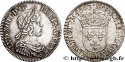 LOUIS XIV &nbsp;THE SUN KING&nbsp; Quart d&nbsp;écu, portrait à la mèche courte 1643 Paris, Monnaie du Louvre AU/AU