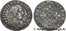 LOUIS XIV &nbsp;THE SUN KING&nbsp; Quatre sols à la croix formée de lis 1676 Vimy-en-Lyonnais (actuellement Neuville-sur-Saône) XF