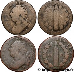 LOUIS XVI 12 deniers dit &nbsp;au faisceau&nbsp;, type FRANCOIS, lot de 2 ex. n.d. Ateliers divers