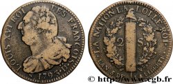 LOUIS XVI (MONARQUE CONSTITUTIONNEL)  2 sols dit &nbsp;au faisceau&nbsp;, type FRANÇOIS 1793 Roanne TB+