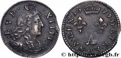 LOUIS XIV &nbsp;THE SUN KING&nbsp; Deux sols aux deux lis sous couronne 1675 Paris AU/XF