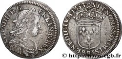 LOUIS XIV &nbsp;THE SUN KING&nbsp; Douzième d&nbsp;écu, portrait à la mèche longue 1653 Rouen