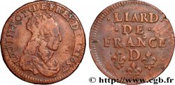LOUIS XIV LE GRAND OU LE ROI SOLEIL Liard de cuivre, 2e type 1657 Vimy-en-Lyonnais (actuellement Neuville-sur-Saône)