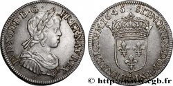 LOUIS XIV &nbsp;THE SUN KING&nbsp; Quart d&nbsp;écu, portrait à la mèche courte 1645 Lyon AU