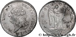 LOUIS XVI (MONARQUE CONSTITUTIONNEL)  15 sols dit &nbsp;au génie&nbsp;, type FRANÇOIS 1791 Toulouse TTB/TTB+