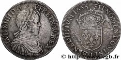 LOUIS XIV &nbsp;THE SUN KING&nbsp; Demi-écu, portrait à la mèche longue 1653 Limoges VF
